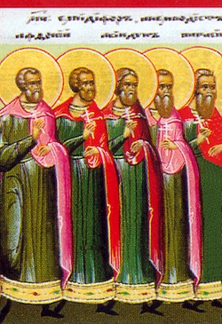 Martyrs Acindynus, Pegasius, Aphthonius, Elpidephorus, Anempodistus, and 7,000 with them, of Persia